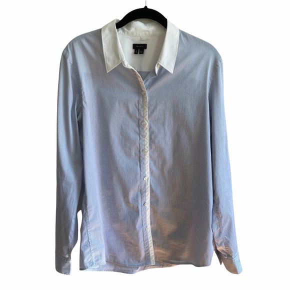 Theory Blue and White Button Down Shirt - Picture 1 of 8